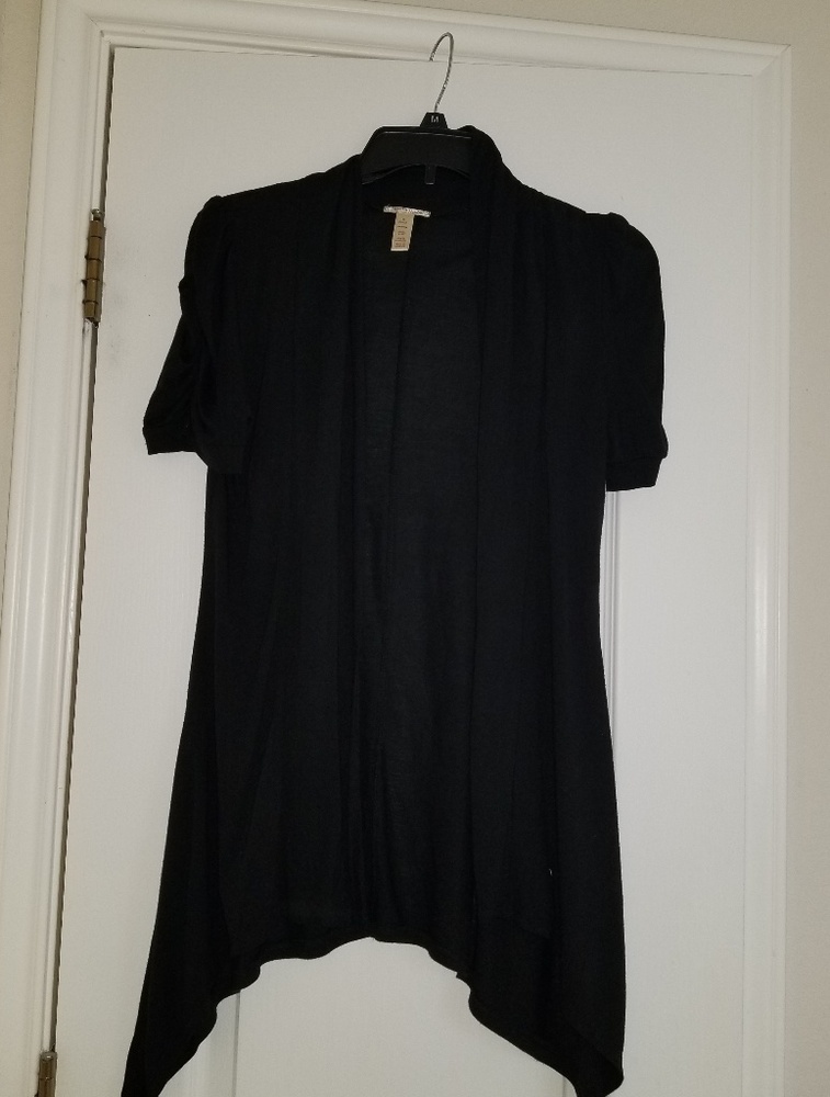 Black, open front cardigan